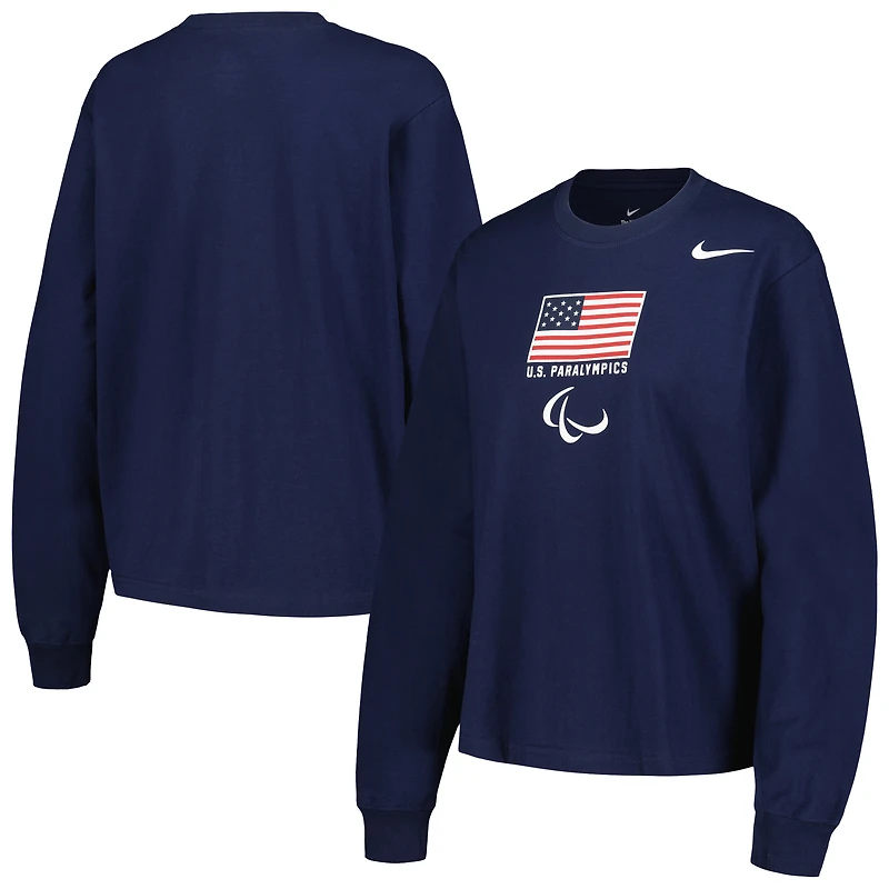 Women's Nike  Navy U.S. Paralympics Long Sleeve Boxy T-Shirt