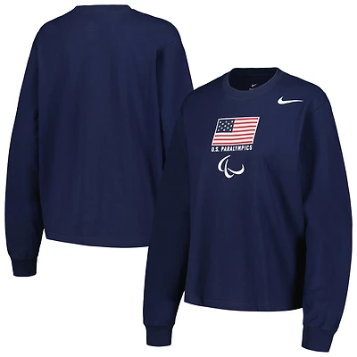 Women's Nike  Navy U.S. Paralympics Long Sleeve Boxy T-Shirt