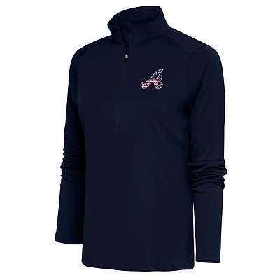 Women's Antigua  Navy Atlanta Braves Patriotic Tribute Half-Zip Pullover Top