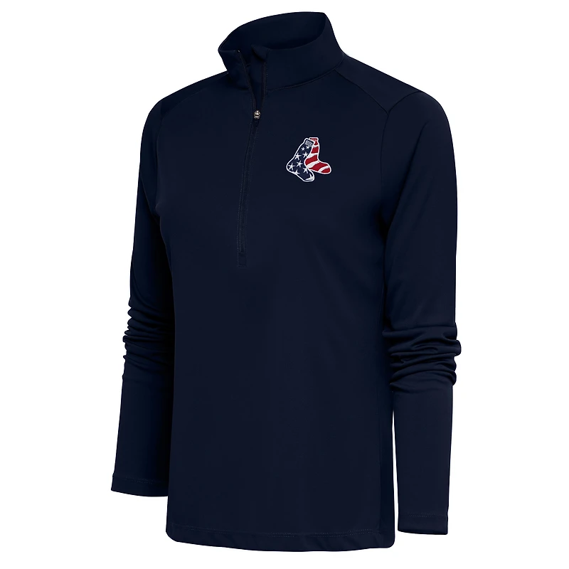 Women's Antigua  Navy Boston Red Sox Patriotic Tribute Half-Zip Pullover Top
