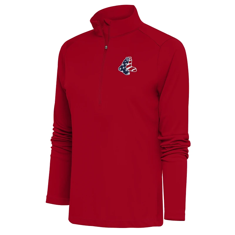 Women's Antigua  Red Boston Red Sox Patriotic Tribute Half-Zip Pullover Top