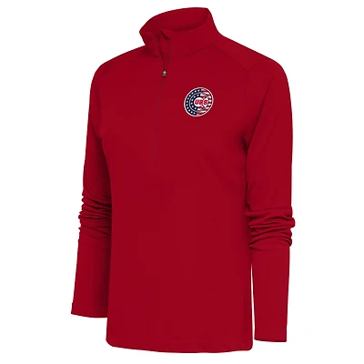 Women's Antigua  Red Chicago Cubs Patriotic Tribute Half-Zip Pullover Top