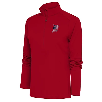 Women's Antigua  Red Detroit Tigers Patriotic Tribute Half-Zip Pullover Top