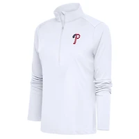 Women's Antigua  White Philadelphia Phillies Patriotic Tribute Half-Zip Pullover Top