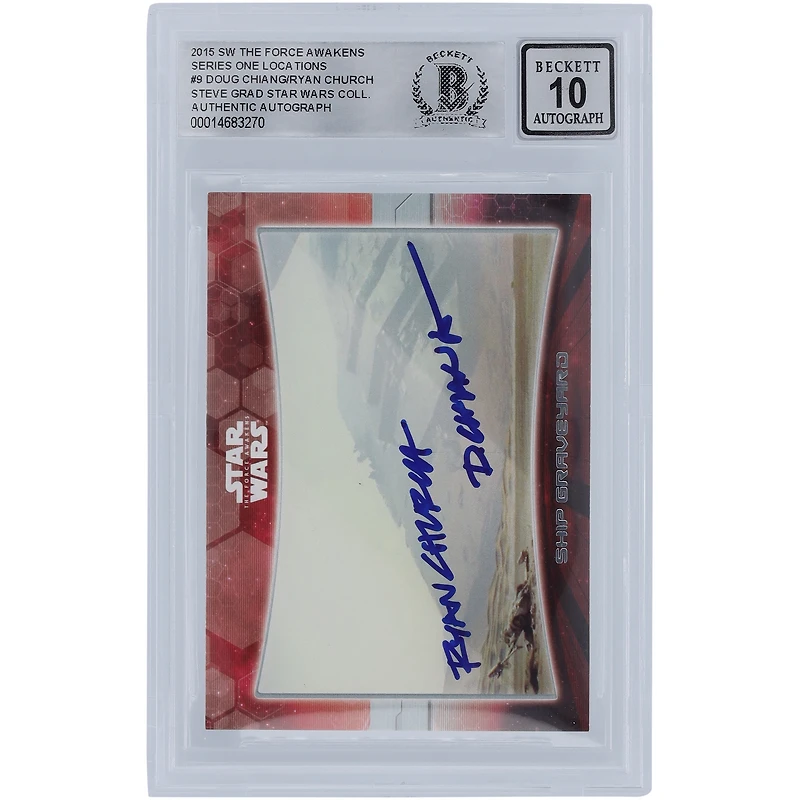 Doug Chiang & Ryan Church Star Wars Autographed 2015 Topps The Force Awakens #9 BGS Authenticated 10 Auto Card