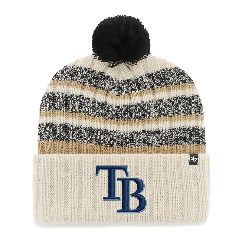 Men's '47 Natural Tampa Bay Rays Tavern Cuffed Knit Hat with Pom