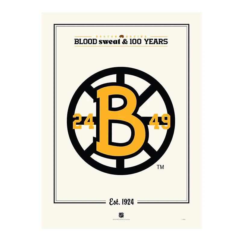 Boston Bruins Centennial 12" x 16" Spoke "B" Print