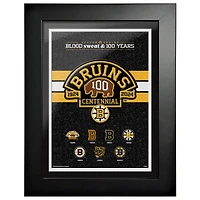 Boston Bruins Centennial 12" x 16" Logo History Framed Print