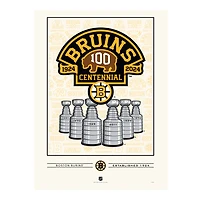 Boston Bruins Centennial 12" x 16" Stanley Cups Print