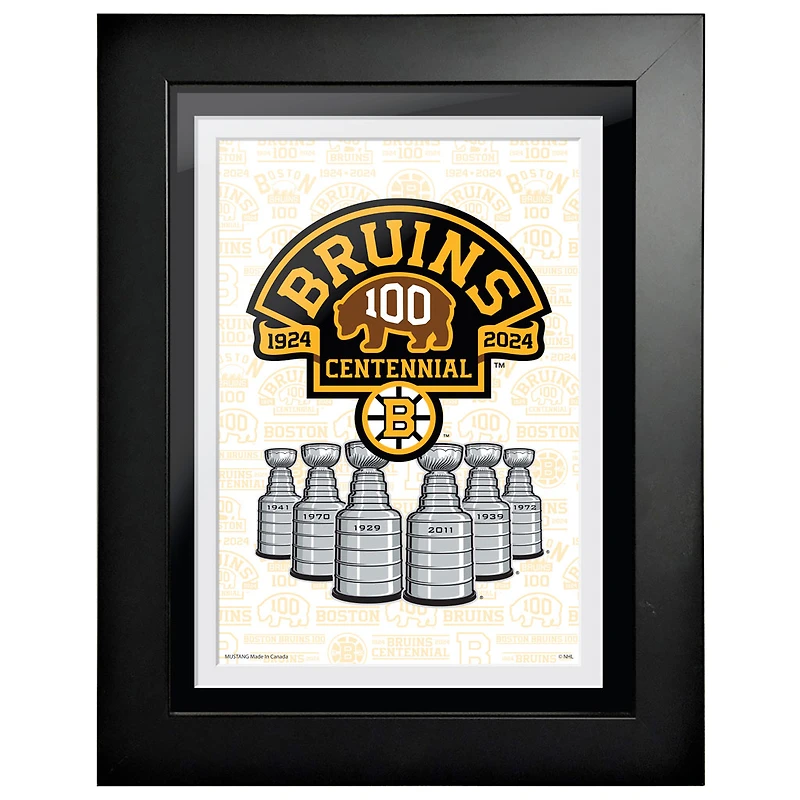 Boston Bruins Centennial 12" x 16" Stanley Cups Framed Print