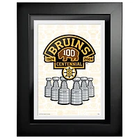 Boston Bruins Centennial 12" x 16" Stanley Cups Framed Print