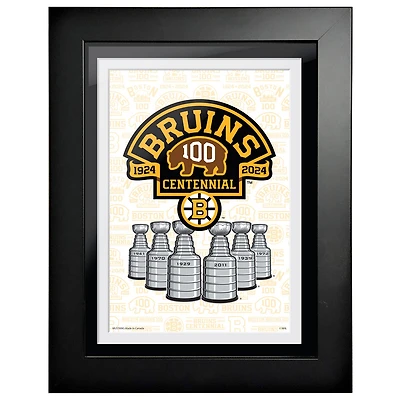 Boston Bruins Centennial 12" x 16" Stanley Cups Framed Print