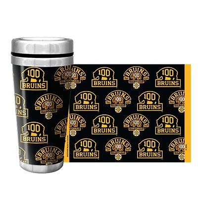 Boston Bruins Centennial Logos 16oz. Full Wrap Travel Mug