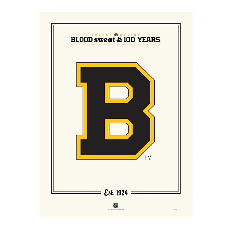 Boston Bruins Centennial 12" x 16" "B" Logo Print