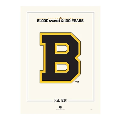 Boston Bruins Centennial 12" x 16" "B" Logo Print