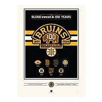 Boston Bruins Centennial 12" x 16" Logo History Print