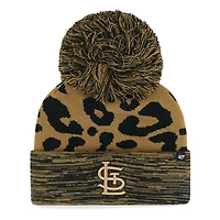 Women's '47 St. Louis Cardinals Leopard Rosette Cuffed Knit Hat with Pom