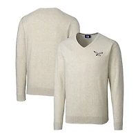 Men's Cutter & Buck  Oatmeal Philadelphia Eagles Gridiron Classics Big & Tall Lakemont Tri-Blend V-Neck Pullover Sweater