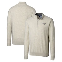 Men's Cutter & Buck  Oatmeal Philadelphia Eagles Gridiron Classics Big & Tall Lakemont Tri-Blend Quarter-Zip Pullover Sweater