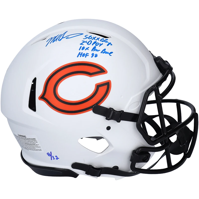 Limited Edition of 12: Mike Singletary Chicago Bears Autographed Riddell Authentic Helmet with Multiple Inscriptions
