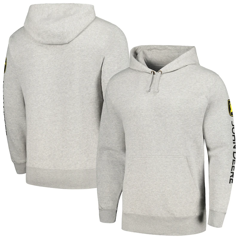 Unisex Heather Gray John Deere Sleeve Hit Pullover Hoodie