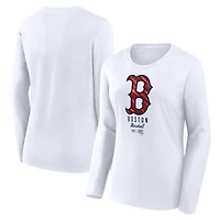 Women's Fanatics  White Boston Red Sox Lightweight Fitted Long Sleeve T-Shirt