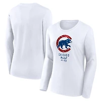 Women's Fanatics  White Chicago Cubs Lightweight Fitted Long Sleeve T-Shirt