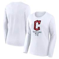Women's Fanatics  White Cleveland Guardians Lightweight Fitted Long Sleeve T-Shirt