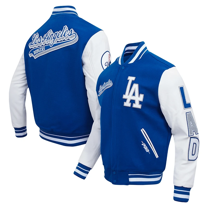 Men's Pro Standard Royal Los Angeles Dodgers Script Tail Wool Full-Zip Varity Jacket
