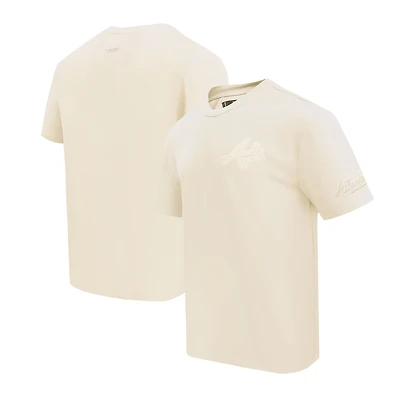 Men's Pro Standard Cream Atlanta Braves Oversized Neutral CJ Dropped Shoulders T-Shirt