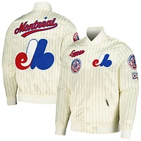 Men's Pro Standard Cream Montreal Expos Cooperstown Collection Pinstripe Retro Classic Satin Full-Snap Jacket