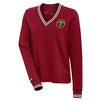 Women's Antigua  Cardinal Denver Nuggets Parker V-Neck Pullover Sweatshirt