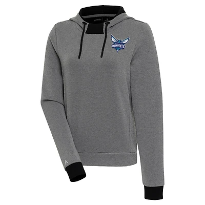 Women's Antigua  Black Charlotte Hornets Axe Bunker Tri-Blend Pullover Hoodie