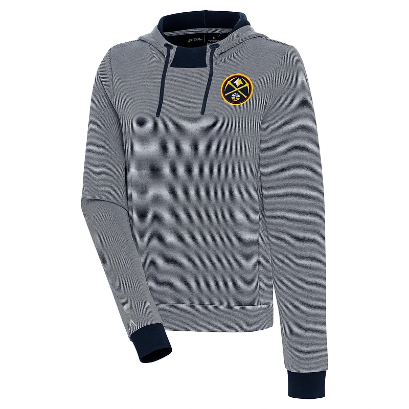 Women's Antigua  Navy Denver Nuggets Axe Bunker Tri-Blend Pullover Hoodie