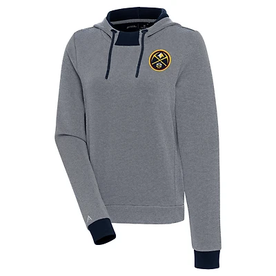 Women's Antigua  Navy Denver Nuggets Axe Bunker Tri-Blend Pullover Hoodie