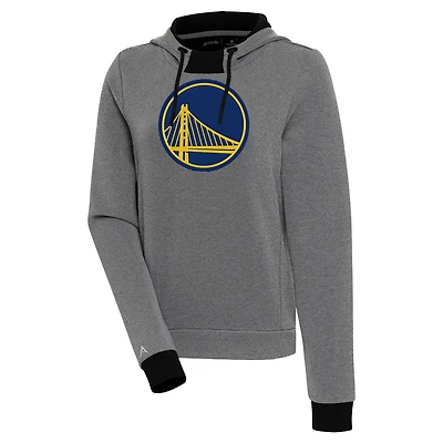 Women's Antigua  Black Golden State Warriors Axe Bunker Tri-Blend Pullover Hoodie