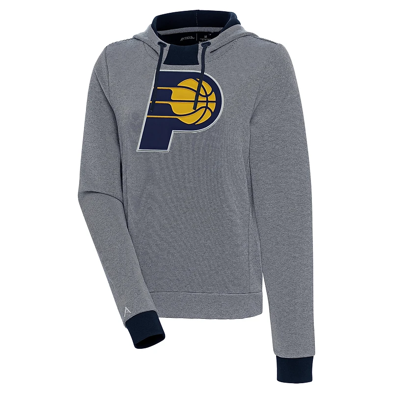 Women's Antigua  Navy Indiana Pacers Axe Bunker Tri-Blend Pullover Hoodie