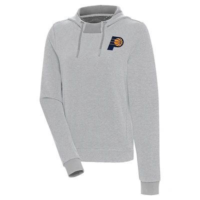 Women's Antigua  Gray Indiana Pacers Axe Bunker Tri-Blend Pullover Hoodie