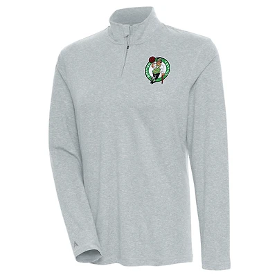 Women's Antigua Heather Boston Celtics Confront Quarter-Zip Pullover Top