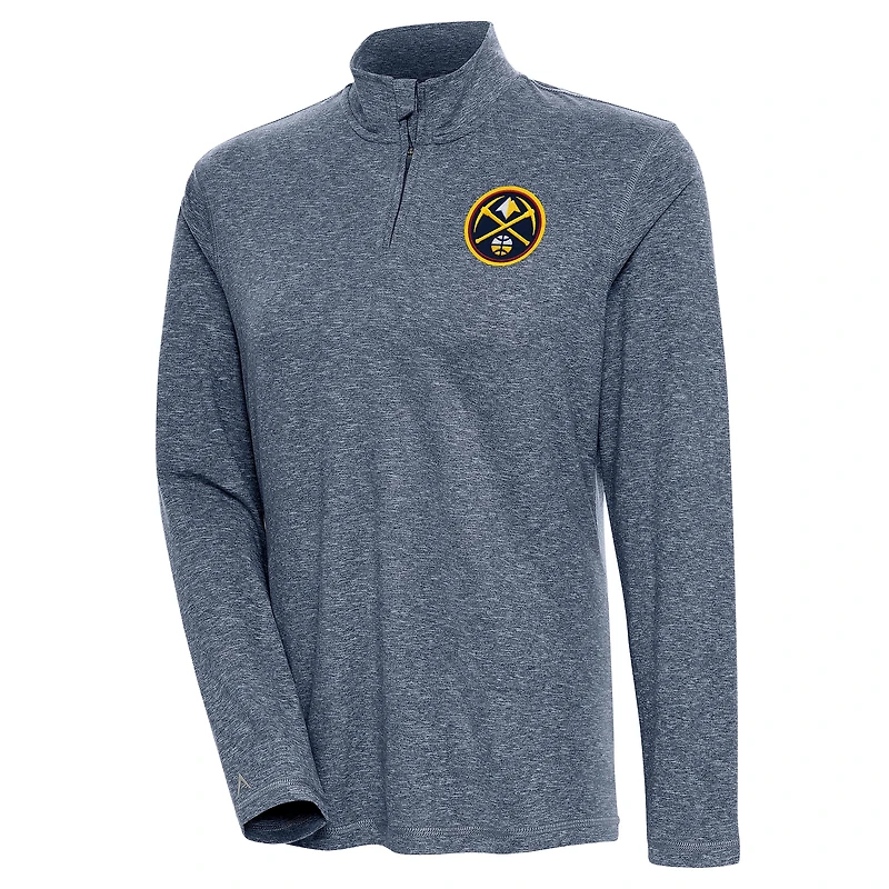 Women's Antigua  Heather Navy Denver Nuggets Confront Quarter-Zip Pullover Top