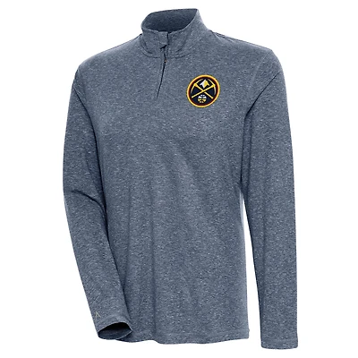 Women's Antigua  Heather Navy Denver Nuggets Confront Quarter-Zip Pullover Top