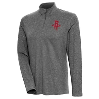 Women's Antigua  Heather Black Houston Rockets Confront Quarter-Zip Pullover Top