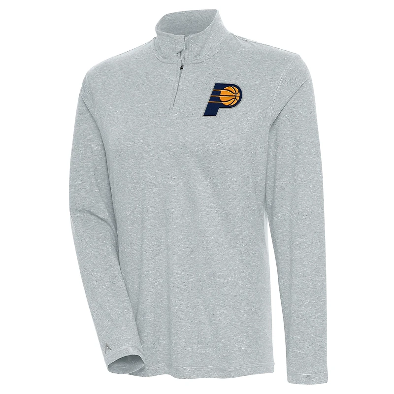 Women's Antigua  Heather Gray Indiana Pacers Confront Quarter-Zip Pullover Top