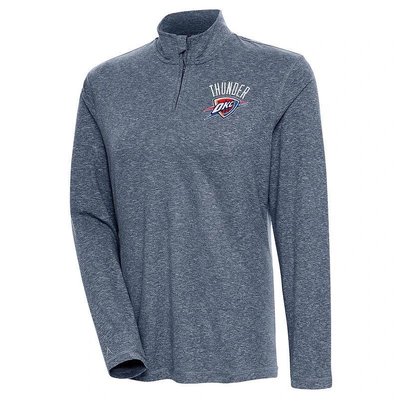 Women's Antigua  Heather Navy Oklahoma City Thunder Confront Quarter-Zip Pullover Top