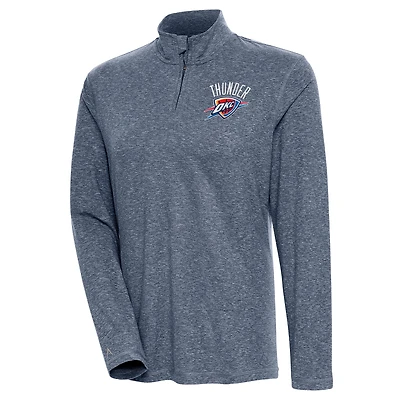 Women's Antigua  Heather Navy Oklahoma City Thunder Confront Quarter-Zip Pullover Top