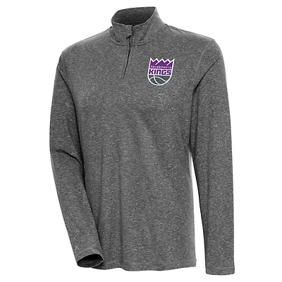 Women's Antigua  Heather Black Sacramento Kings Confront Quarter-Zip Pullover Top