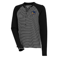 Women's Antigua  Black Golden State Warriors Maverick Long Sleeve Henley T-Shirt