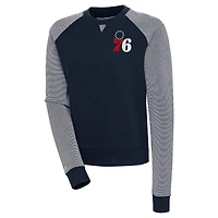 Women's Antigua  Navy Philadelphia 76ers Flier Bunker Tri-Blend Pullover Sweatshirt