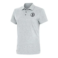 Women's Antigua  Heather Gray Brooklyn Nets Motivated Polo
