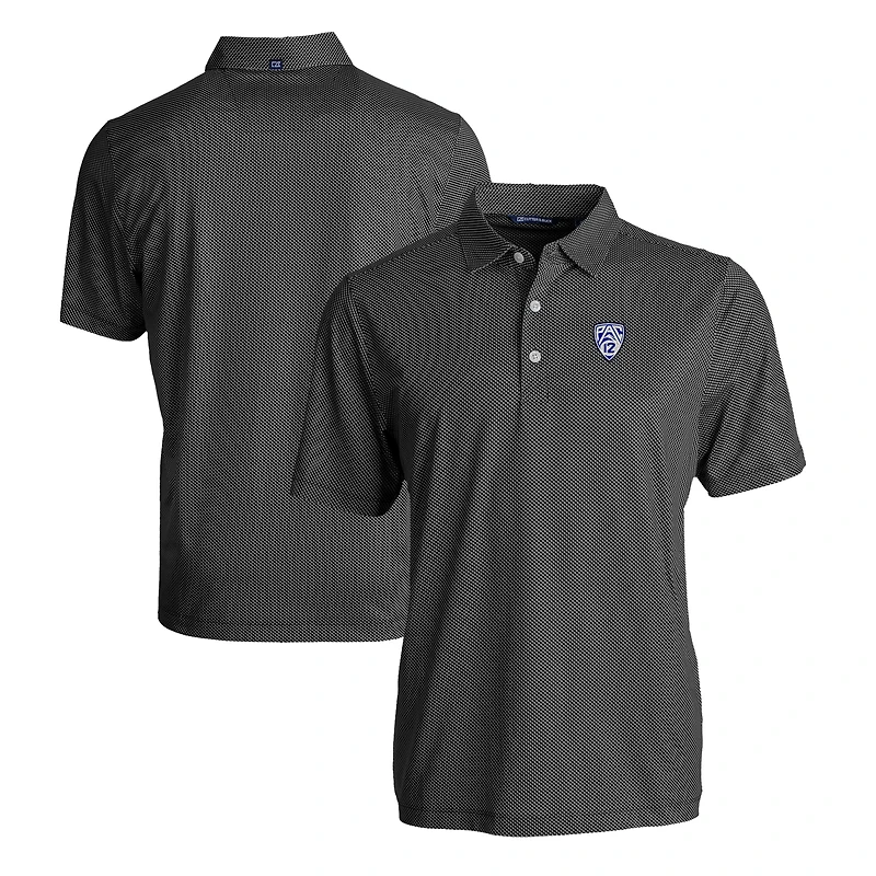 Men's Cutter & Buck  Heather Black Pac-12 Gear Pike Eco Symmetry Print Stretch Recycled Polo